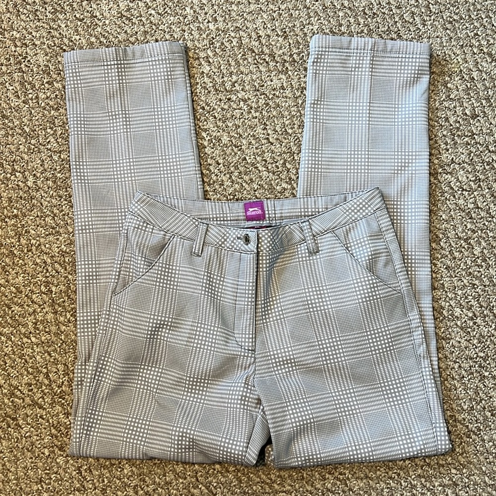 Gray and White Plaid Winter Fleece-lined Thermal Golf Pants from Slazenger
